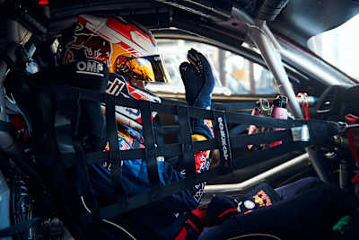 Liam Lawson in his car DTM at Norisring, Germany on October 10, 2021