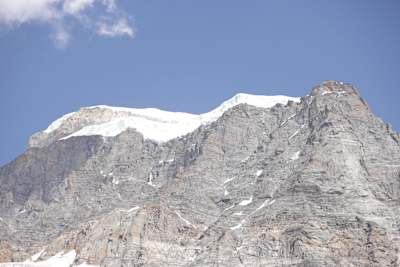 Mount Deo Tibba in the Pir Panjal Range of Himalayan Mountains, located in Kullu Valley, Himachal Pradesh.