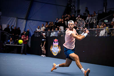 Karen Khachanov competes Red Bull Bassline on October 21, 2022 in Vienna, Austria.