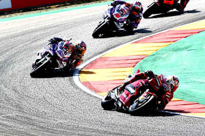 Jack Miller leads Jorge Martin and Johann Zarco at the Aragon MotoGP.