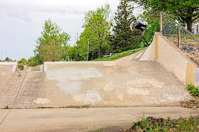 Ryan Sheckler Melon grab out of a ditch in Denver, Colorado. 