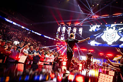A photo of Ilya 'm0NESY' Osipov on stage at IEM Cologne 2023 in Cologne, Germany