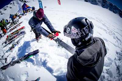 Participants prepare their equipment prior to Red Bull Out of Hell 