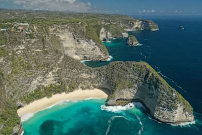 An aerial view of Bali's stunning coastal landscape