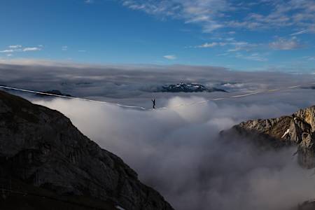 Balancing on a bus can prepare you for balancing above the clouds
