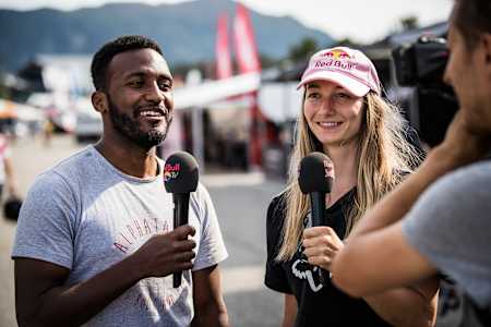 Eliot Jackson and Tahnee Seagrave at the UCI Mountain Bike World Cup in Vallnord, Andorra on July 4, 2019.