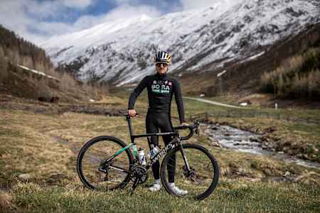 Anton Palzer with his bike in Kühtai, Austria, on May 8, 2021.