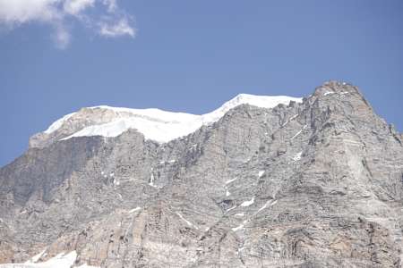 Mount Deo Tibba in the Pir Panjal Range of Himalayan Mountains, located in Kullu Valley, Himachal Pradesh.