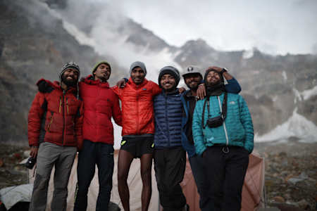 Kieren D'Souza and his team that successfully completed the Fastest Known Time of Mount Deo Tibba in the Himalayas.