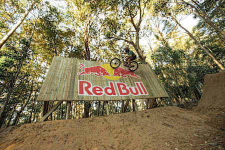 Remy Morton rides the wall ride feature at Boomerang farm bike park in Queensland, Australia on june 27, 2021