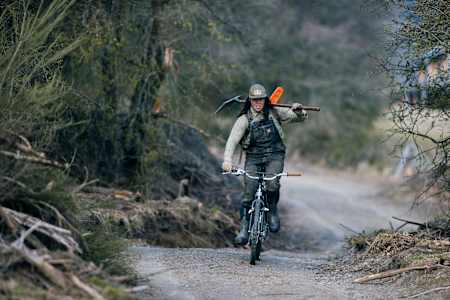 Remy Morton heads off to work on trails in Queenstown, New Zealand on September 22, 2020.