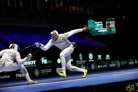 Miles Chamley-Watson in action at the 2019 World Fencing Championships