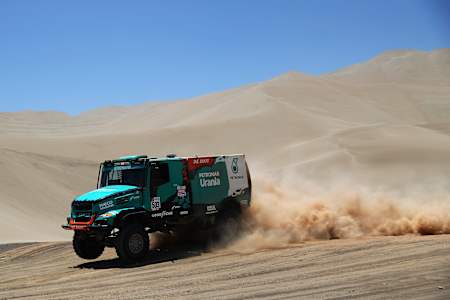 The Iveco Powerstar T4 2 truck driven by Gerard De Rooy seen during Stage Six of the 2019 Dakar Rally between Arequipa and San Juan de Marcona on January 13, 2019 near Arequipa, Peru. 