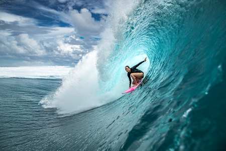 Carissa Moore surfs in Tahiti