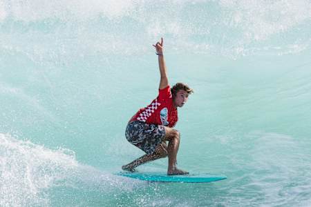 Participant surfs at Red Bull Foam Wreckers in Honolulu, Hawaii