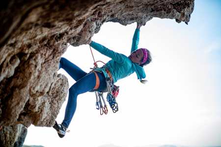 Sasha DiGiulian of the United States performs in Kalymnos, Greece on October 25, 2021. 