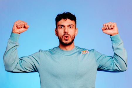 Tarik 'tarik' Çelik poses for a portrait at the Red Bull Headquaters in Santa Monica, California on January 11, 2024.