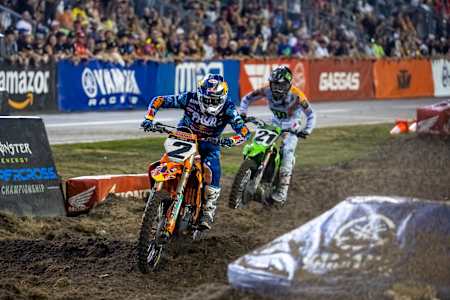 Cooper Webb races at Round 8 of the AMA Supercross Series in Daytona Beach