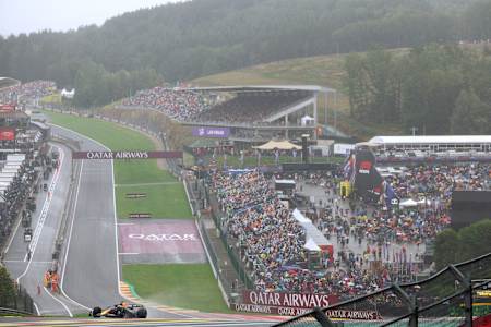 Max Verstappen on track during qualifying ahead of the F1 Grand Prix of Belgium in 2024 at Circuit de Spa-Francorchamps