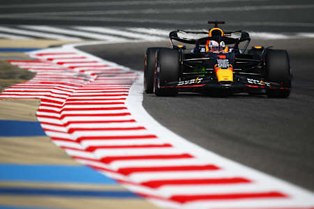Max Verstappen of the Netherlands driving the Oracle Red Bull Racing RB19 during day one of F1 Testing at Bahrain International Circuit on February 23, 2023 in Bahrain.
