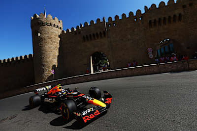 Sergio Pérez of Oracle Red Bull Racing at the Azerbaijan Grand Prix on June 12, 2022.