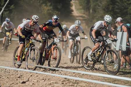 Vlad Dascalu races at the 2021 edition of the UCI XCO World Cup in Snowshoe, USA.