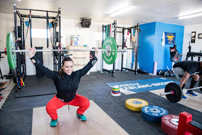 Camille Leblanc-Bazinet works out at her home outside of Boulder, CO, USA, on October 4, 2016.