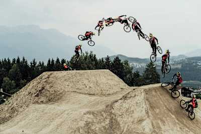 Mountain biker Nicholi Rogatkin performs at Crankworx Innsbruck 2017.