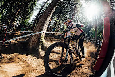 Mountain biker Myriam Nicole in the woods
