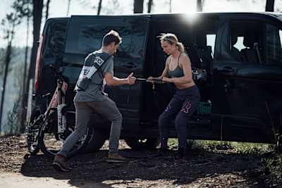 Tahnee Seagrave seen at UCI DH World Cup in Lousa, Portugal on November 1, 2020.