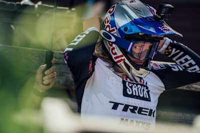 Valentina Höll as seen at the UCI DH Mountain Bike World Cup in Maribor, Slovenia on August 15th, 2021.
