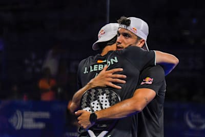Juan Lebrón and Alejandro Galán at Premier Padel in Acapulco, Mexico.