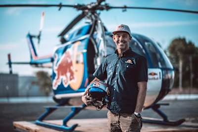 Red Bull Aerobatic Helicopter Pilot Aaron Fitzgerald poses for a portrait in New York, New York, USA on 18 May, 2019. 
