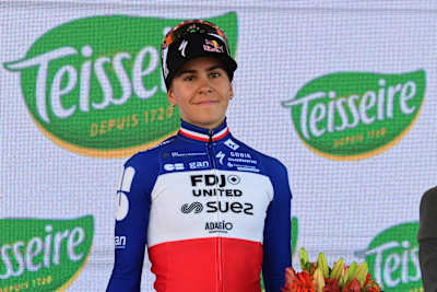 Célia Gery of Team FDJ UNITED-SUEZ receives the Teisseire Award for Combativity at the Women's Tour de France in Tournon sur Rhone, France, in 2026