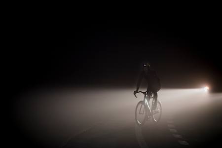 Track bike driver Patrick Seabase at night on the way to the Grimsel Pass during the shoot for unBRAKEable on September 1, 2020.