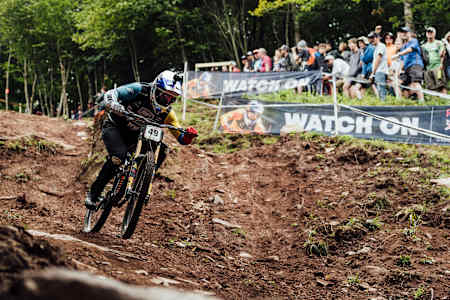 Marcelo Gutierrez Villegas performs at the UCI DH World Cup in Snowshoe, USA on September 7, 2019
