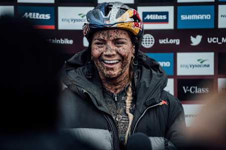 Evie Richards seen at UCI XCC in Nove Mesto na Morave, Czech Republic on September 29, 2020