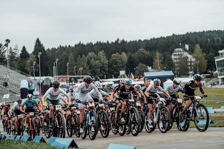 Competitors perform at UCI XCO in Nove Mesto na Morave, Czech Republic on October 1st, 2020