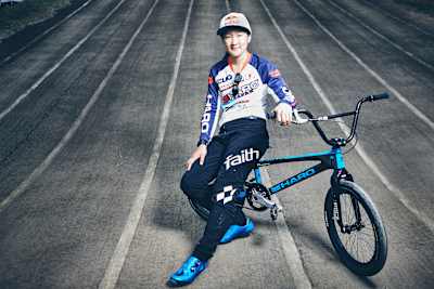 Sae Hatakeyama poses for a portrait at the All Japan BMX Championship at Syuzenji City, Japan, on July 2, 2017.