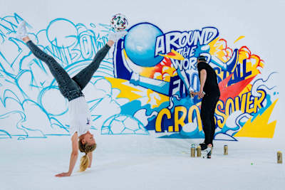 For he launch of the Red Bull Street Style World Championship 2021 street artist Captain Kris and freestyler Aguska Mnich collaborated to create a unique mural in London, England on May 14, 2021.