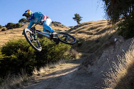Brook Macdonald rails a turn on his Dream Track downhill track build at Woodstock Farm, Motueka, New Zealand.