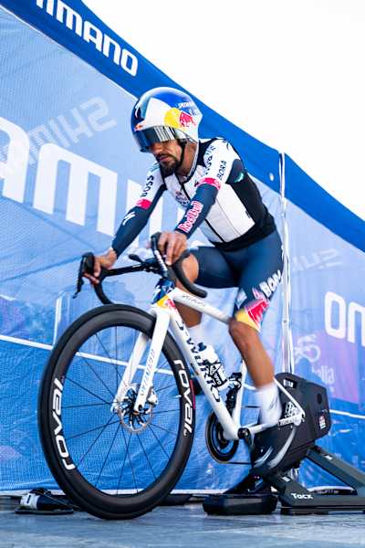 Daniel Felipe Martinez prepares for Stage 2 of the Giro d'Italia 2025 in Tirana, Albania, on May 10, 2025.