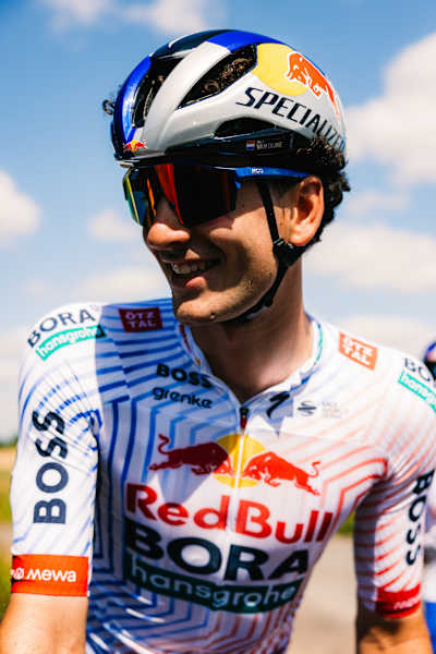 Florian Lipowitz of Red Bull - BORA - hansgrohe wearing the 2025 Tour de France kit