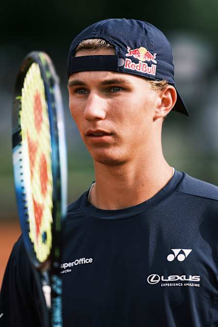 In 2024, Nicolai Budkov Kjær, a Red Bull athlete, practicing tennis at Sinsen Tennis club in Norway.