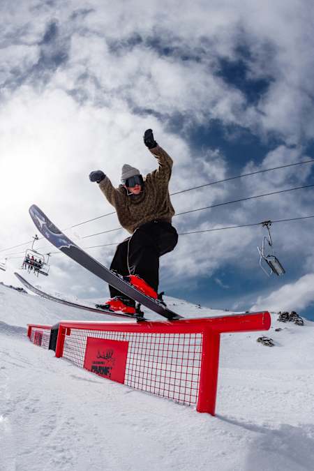 Nico Porteous skis at Cardrona ski resort in Wanaka, New Zealand, September 11, 2023.