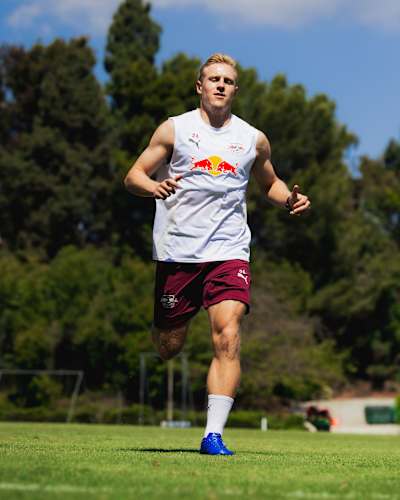 Xaver Schlager à l'entraînement le 17 septembre 2024 à Los Angeles, Californie, États-Unis.