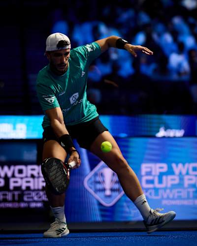 Alejandro Galán competes with intense focus during the FIP World Cup in Pairs finals in Kuwait on November 9, 2025, showcasing Red Bull’s dynamic energy on the court