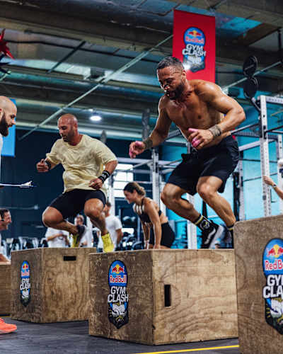 Participants at Red Bull Gym Clash performing box jumps