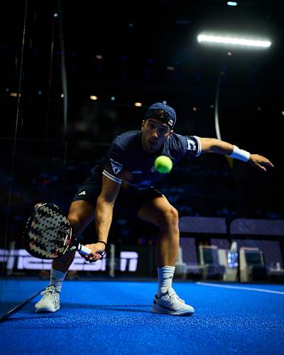 Alejandro Galán battles for every point during the Premier Padel P1 Pretoria semi-finals in Pretoria, South Africa, in August 2026
