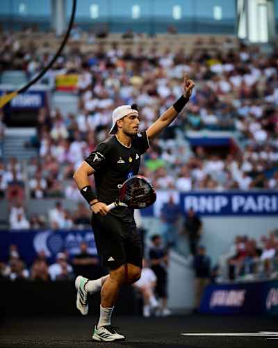 Alejandro Galán während des Halbfinales des Premier Padel Major in Paris, Frankreich, am 12. September 2026.